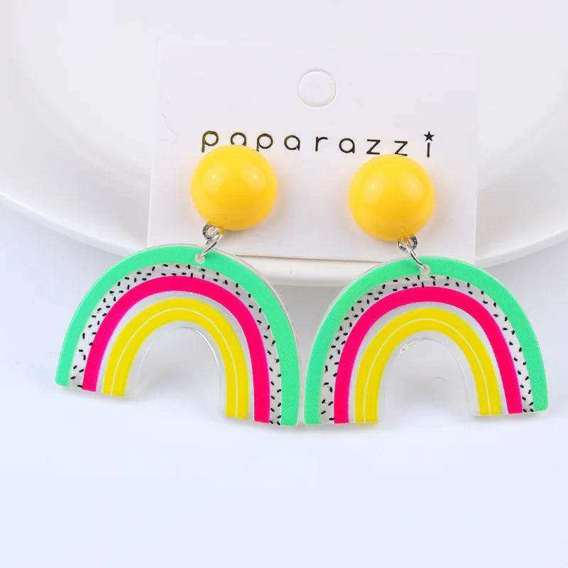 2024 New Spring Colorful Flower Earrings For Women Aesthetic Cactus Plant Acrylic Drop Dangle Earrings Designer Jewelry
