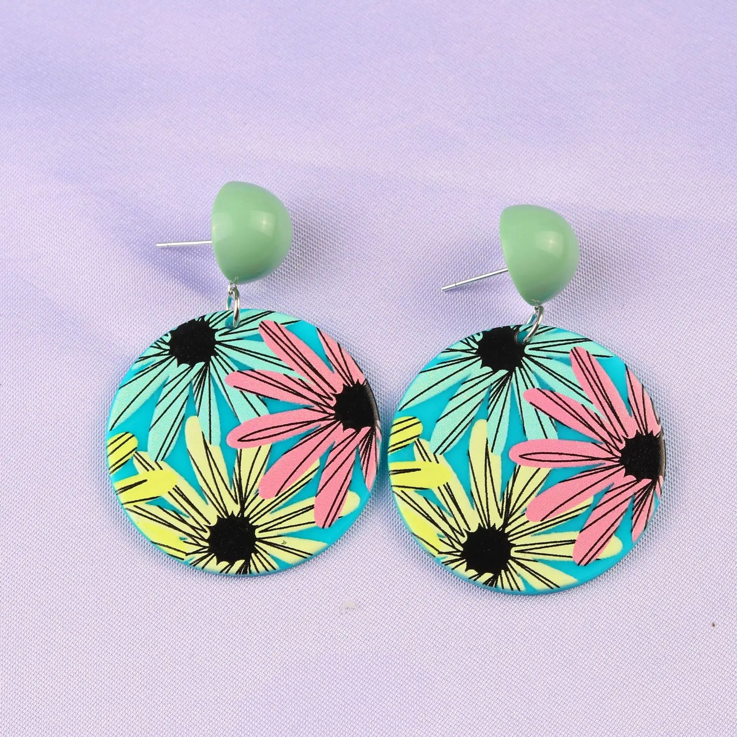 2024 New Spring Colorful Flower Earrings For Women Aesthetic Cactus Plant Acrylic Drop Dangle Earrings Designer Jewelry