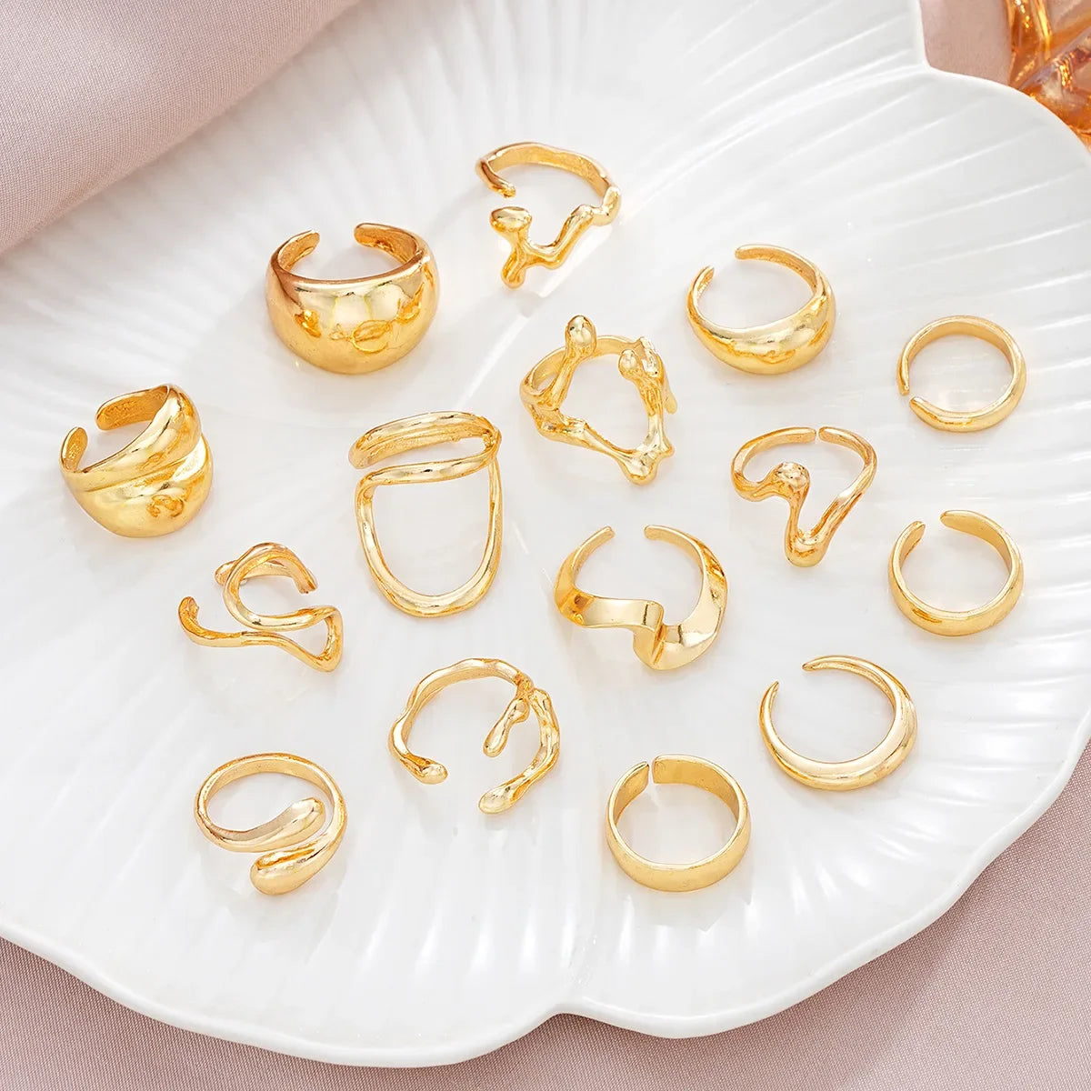 15/46/47Pcs Fashion Geometric Knuckle Rings Set For Women Butterfly Heart Rose Gold Color Finger Ring Girls Trend Party Jewelry