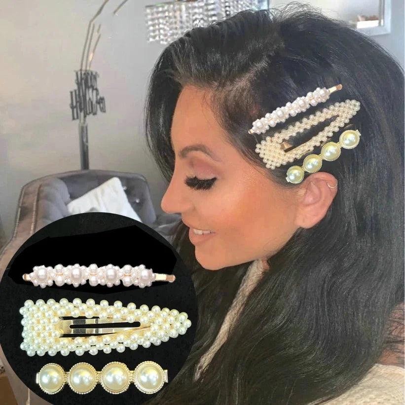 1 Set Flower Pearl Hair Clips For Women Fashion Acrylic Hairpins Hairgrips New Girl Hair Accessories Geometric Barrettes Jewelry