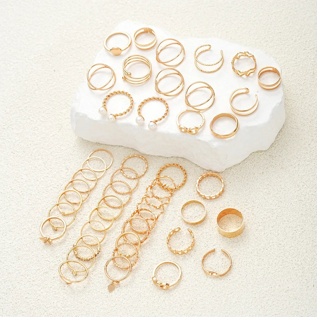 15/46/47Pcs Fashion Geometric Knuckle Rings Set For Women Butterfly Heart Rose Gold Color Finger Ring Girls Trend Party Jewelry