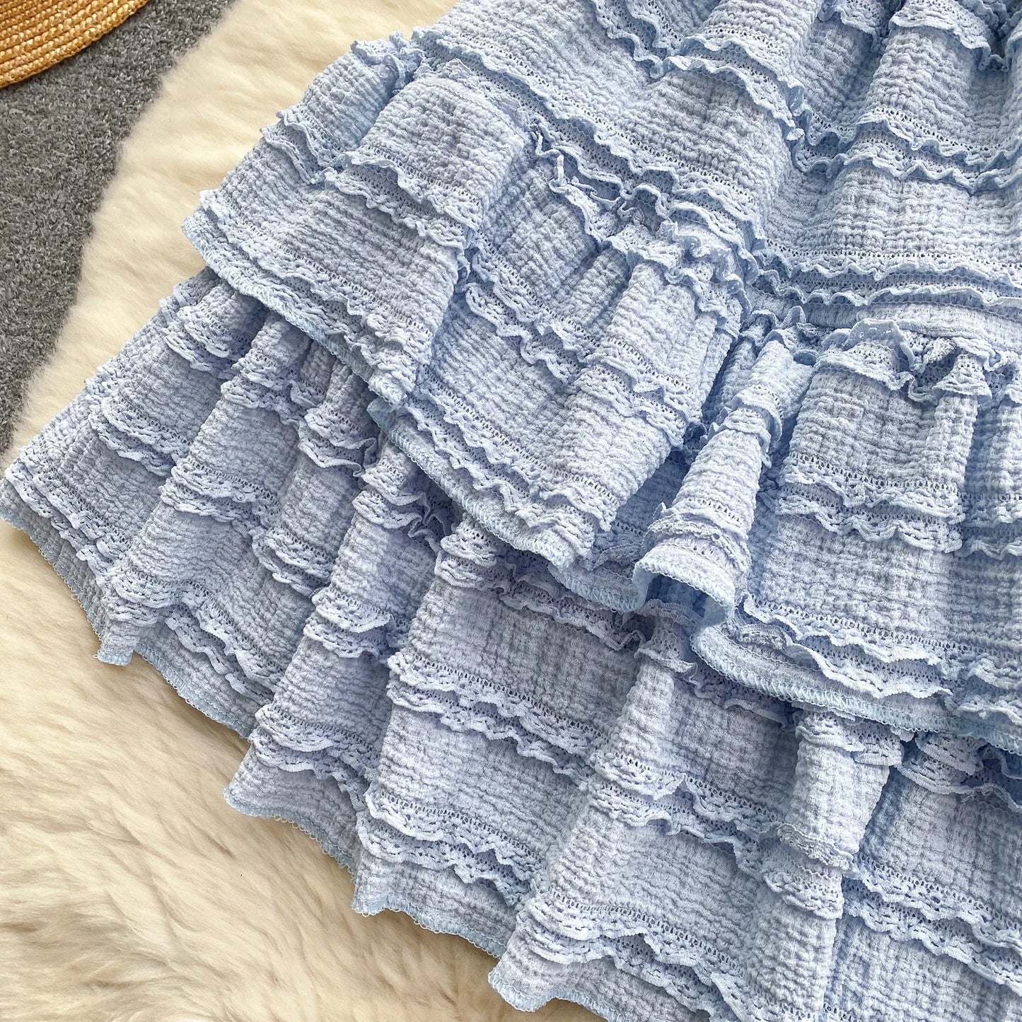 2024 Sweet Ruched Two Pieces Sets V Neck Strap Crop Tops+Short Pleated Skirt Women Korean Style Chic Summer Beachwear Suits