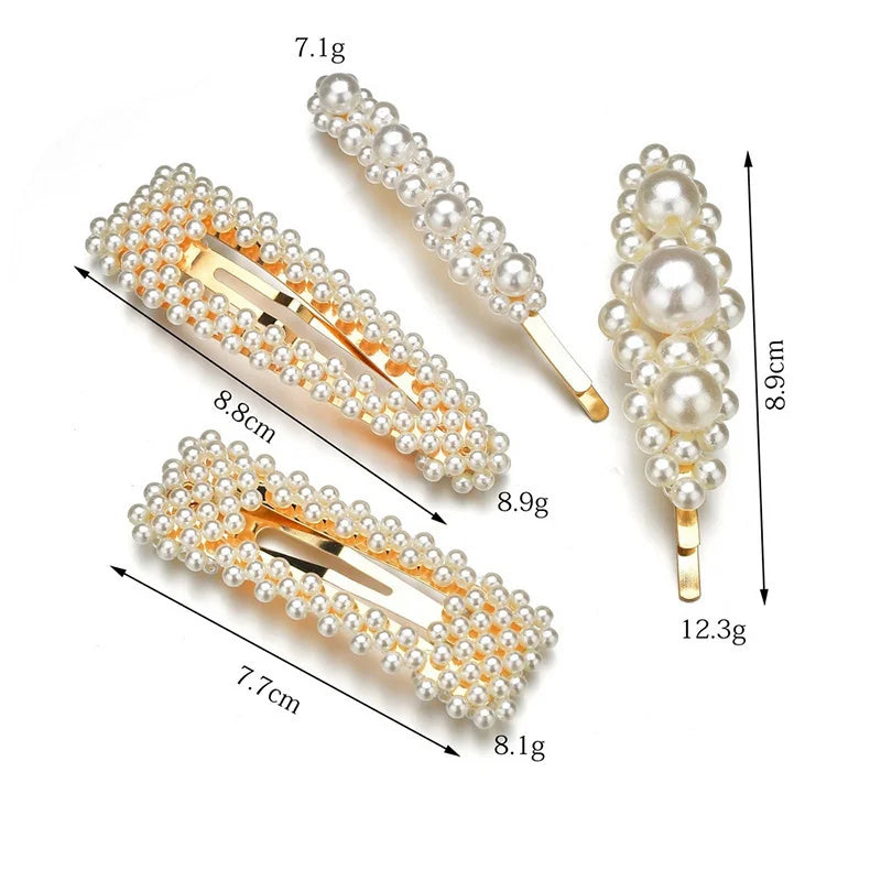 1 Set Flower Pearl Hair Clips For Women Fashion Acrylic Hairpins Hairgrips New Girl Hair Accessories Geometric Barrettes Jewelry