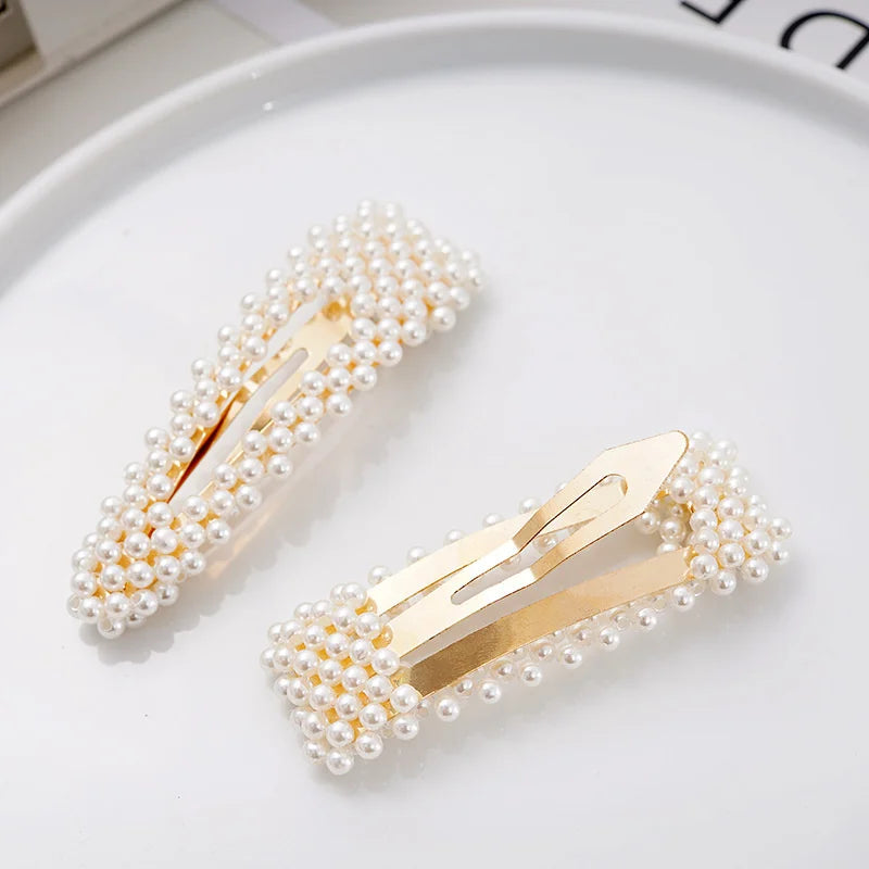 1 Set Flower Pearl Hair Clips For Women Fashion Acrylic Hairpins Hairgrips New Girl Hair Accessories Geometric Barrettes Jewelry