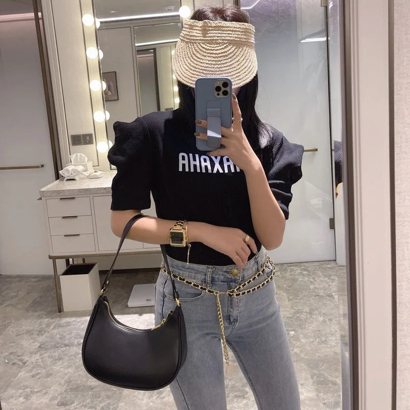 Women's Clutch Handbags Fashion Solid Color PU Leather Underarm Shoulder Bag Female Bag