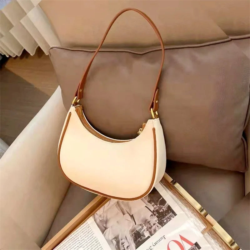 Women's Clutch Handbags Fashion Solid Color PU Leather Underarm Shoulder Bag Female Bag