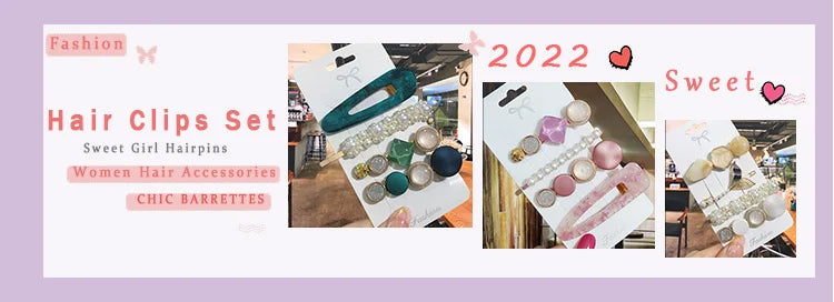 1 Set Flower Pearl Hair Clips For Women Fashion Acrylic Hairpins Hairgrips New Girl Hair Accessories Geometric Barrettes Jewelry