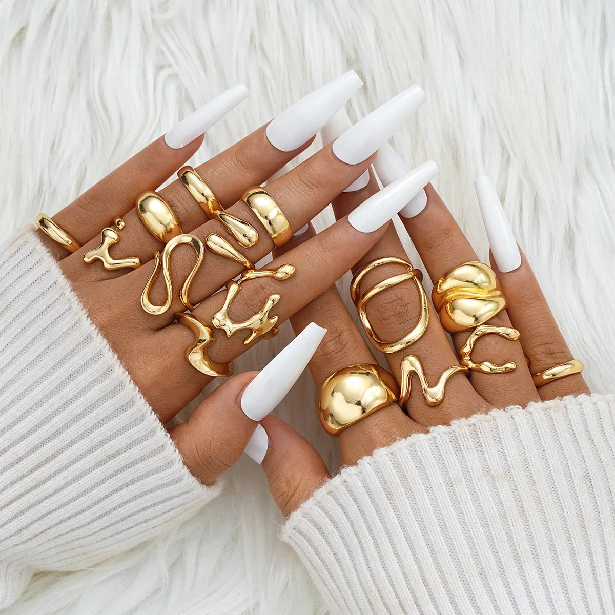 15/46/47Pcs Fashion Geometric Knuckle Rings Set For Women Butterfly Heart Rose Gold Color Finger Ring Girls Trend Party Jewelry