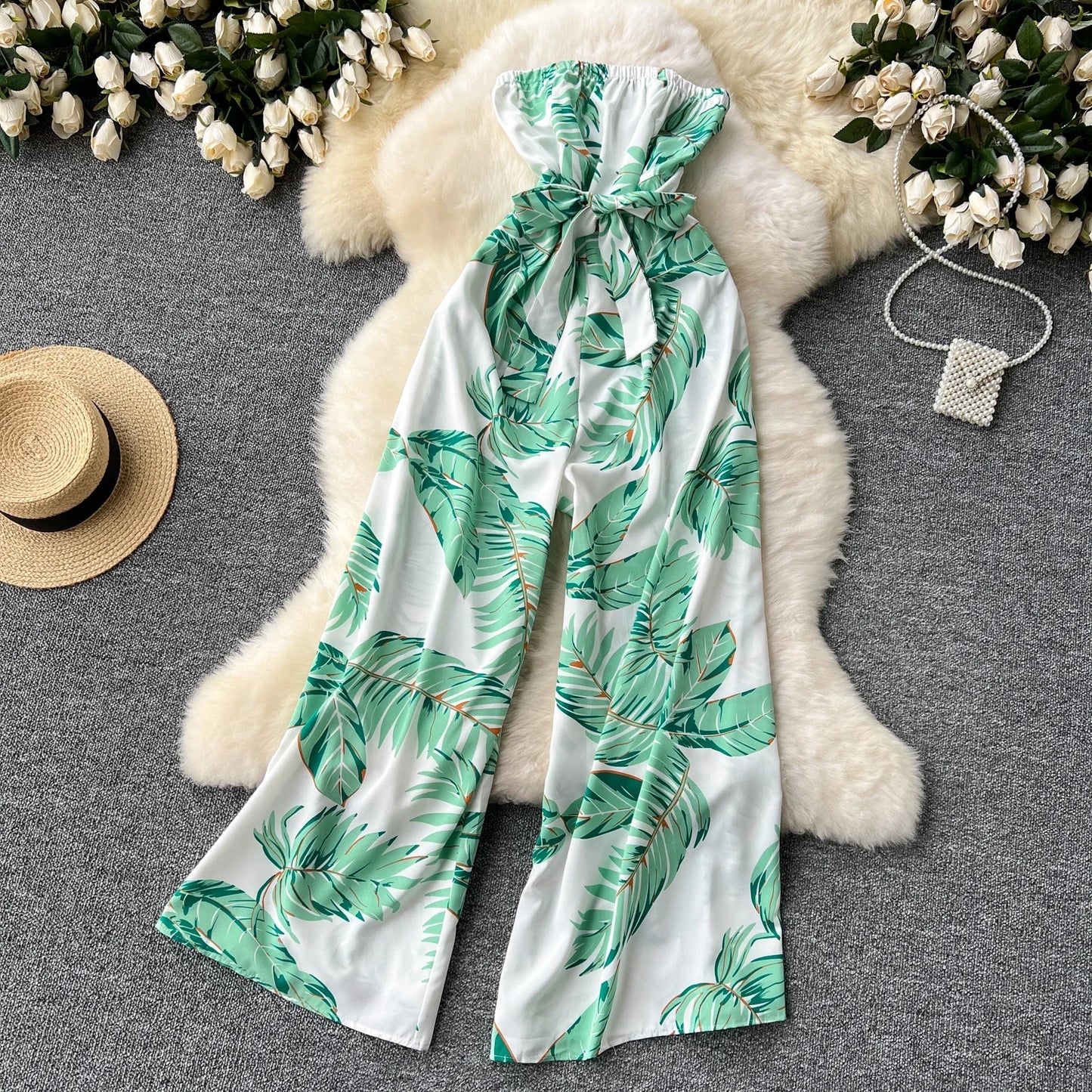 Women's Jumpsuit Elegant Sexy Suspender Printed Jumpsuits Casual Hip Waist Overalls Romper For Women Spring Summer 2024