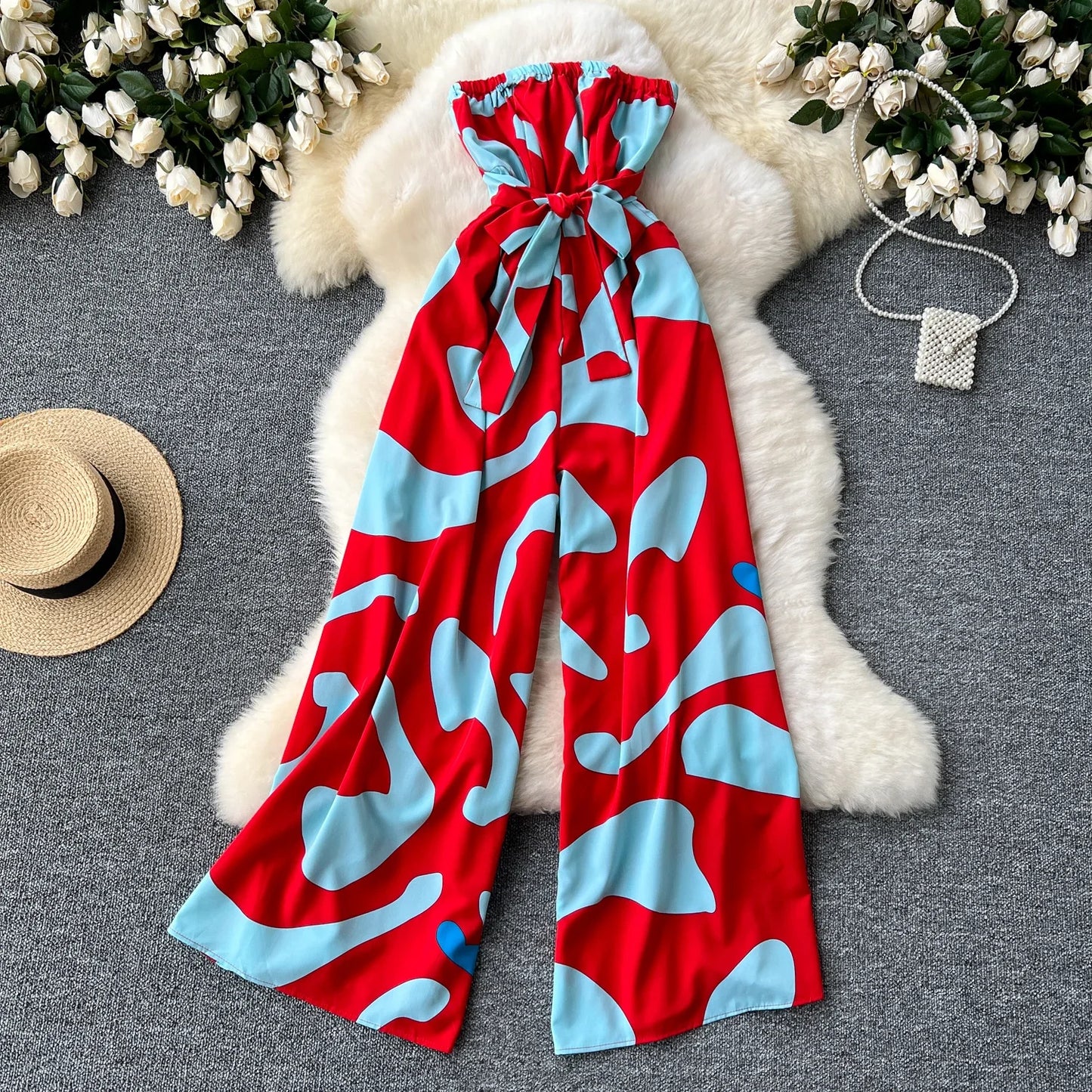 Women's Jumpsuit Elegant Sexy Suspender Printed Jumpsuits Casual Hip Waist Overalls Romper For Women Spring Summer 2024