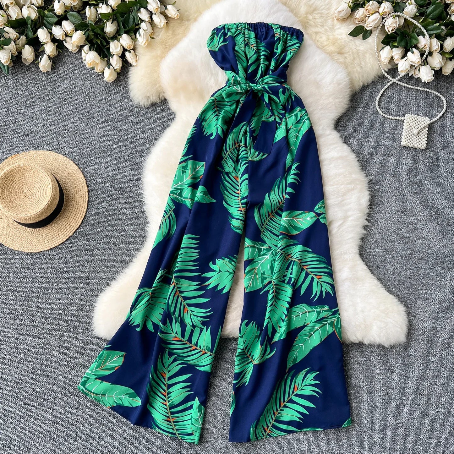 Women's Jumpsuit Elegant Sexy Suspender Printed Jumpsuits Casual Hip Waist Overalls Romper For Women Spring Summer 2024