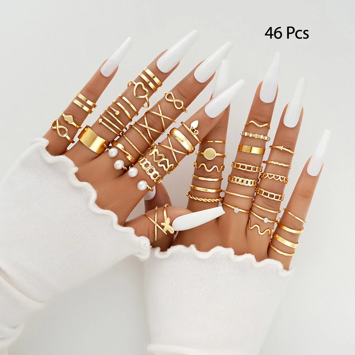 15/46/47Pcs Fashion Geometric Knuckle Rings Set For Women Butterfly Heart Rose Gold Color Finger Ring Girls Trend Party Jewelry