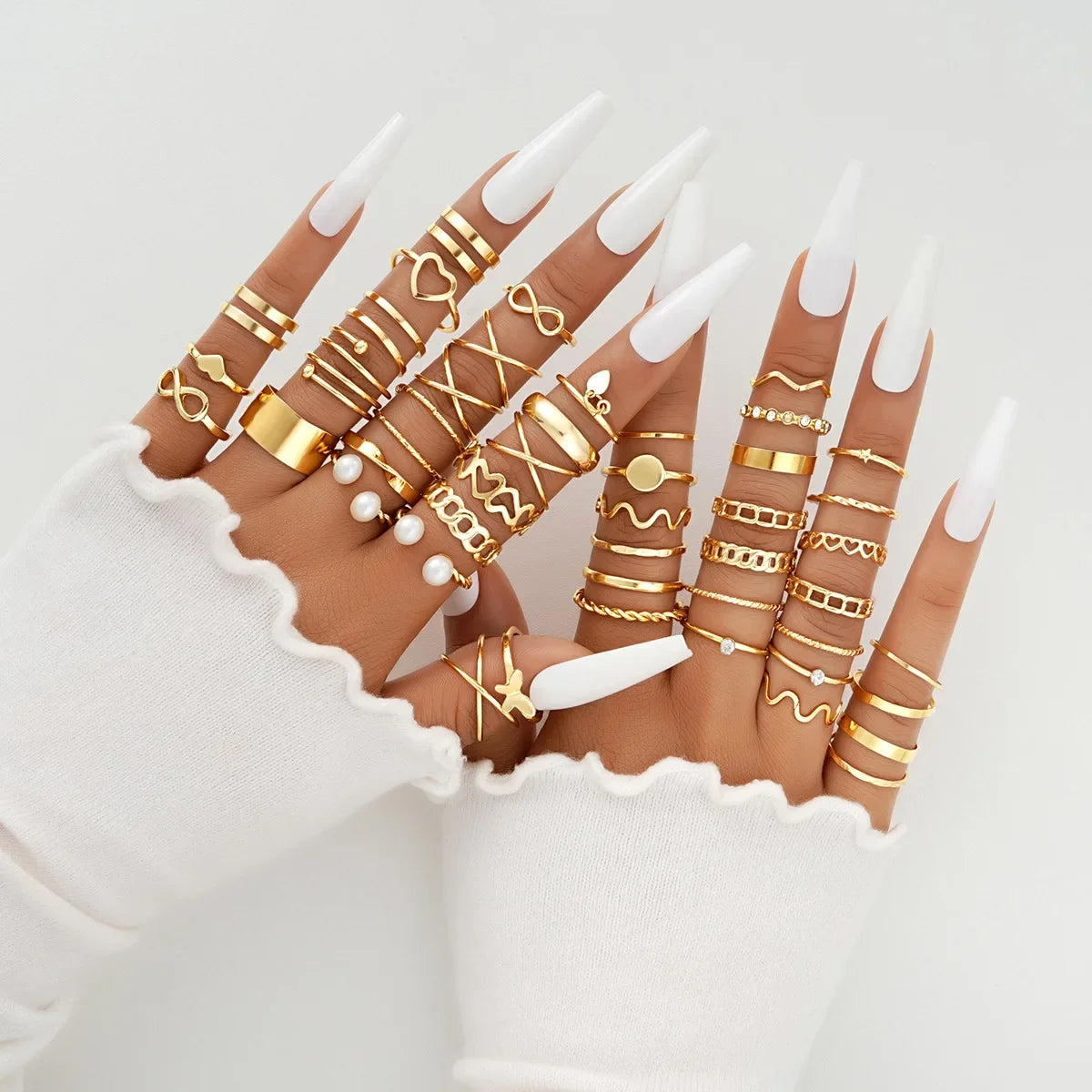 15/46/47Pcs Fashion Geometric Knuckle Rings Set For Women Butterfly Heart Rose Gold Color Finger Ring Girls Trend Party Jewelry