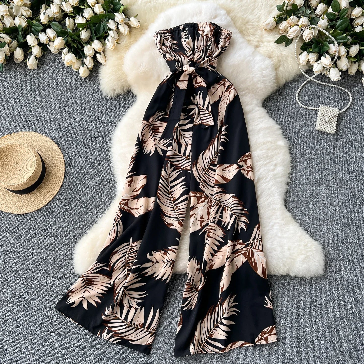 Women's Jumpsuit Elegant Sexy Suspender Printed Jumpsuits Casual Hip Waist Overalls Romper For Women Spring Summer 2024