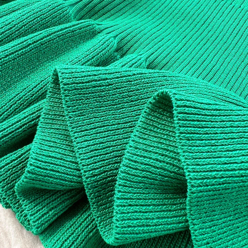Summer Knitted Bodycon Sexy Dress 2024 O Neck Sleeveless Ruffled Party Sundress High Street Elastic Slim Short Dress