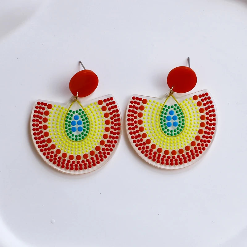 2024 New Spring Colorful Flower Earrings For Women Aesthetic Cactus Plant Acrylic Drop Dangle Earrings Designer Jewelry