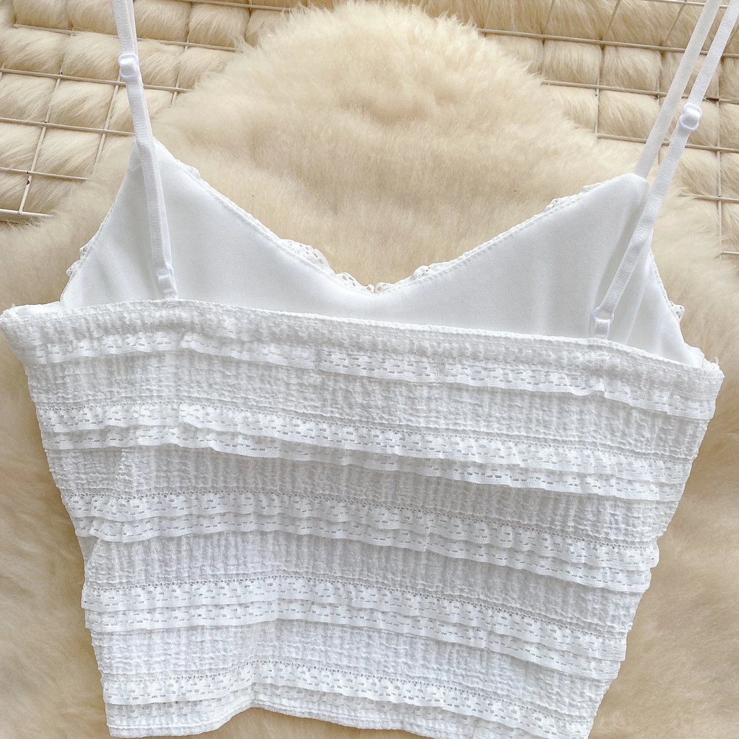 2024 Sweet Ruched Two Pieces Sets V Neck Strap Crop Tops+Short Pleated Skirt Women Korean Style Chic Summer Beachwear Suits