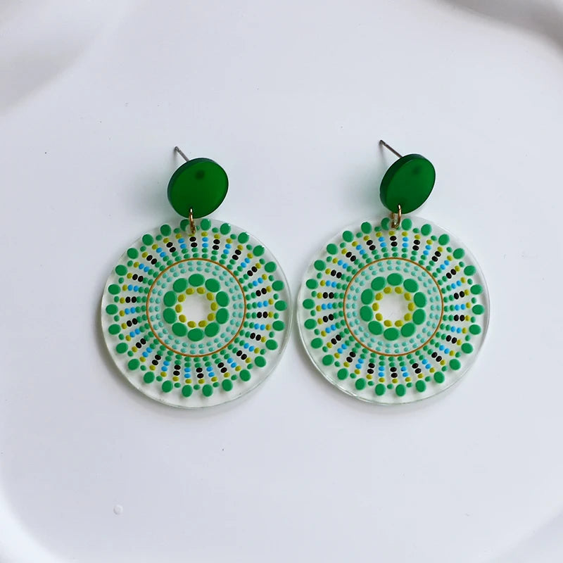 2024 New Spring Colorful Flower Earrings For Women Aesthetic Cactus Plant Acrylic Drop Dangle Earrings Designer Jewelry