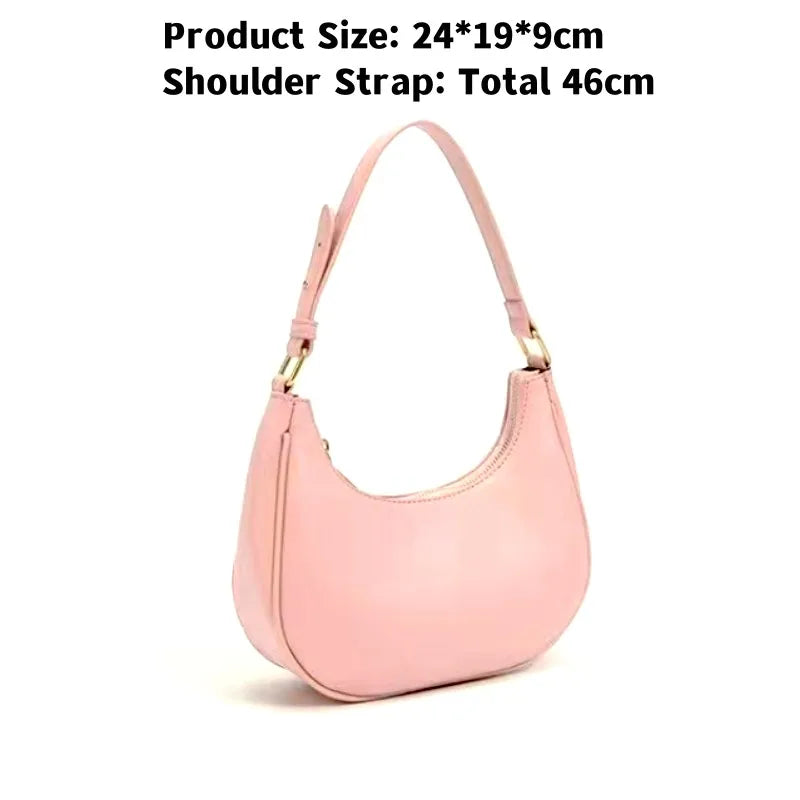 Women's Clutch Handbags Fashion Solid Color PU Leather Underarm Shoulder Bag Female Bag