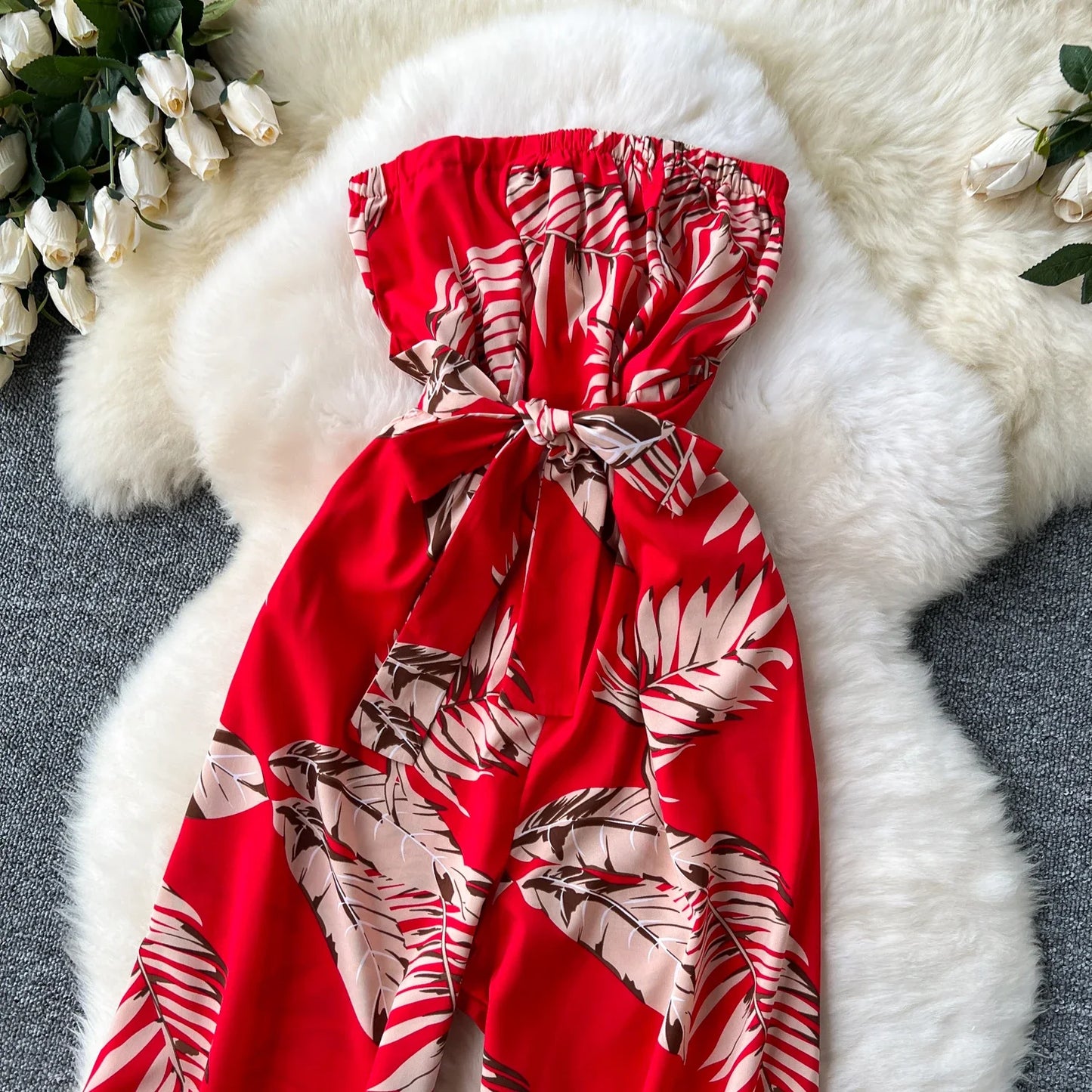 Women's Jumpsuit Elegant Sexy Suspender Printed Jumpsuits Casual Hip Waist Overalls Romper For Women Spring Summer 2024