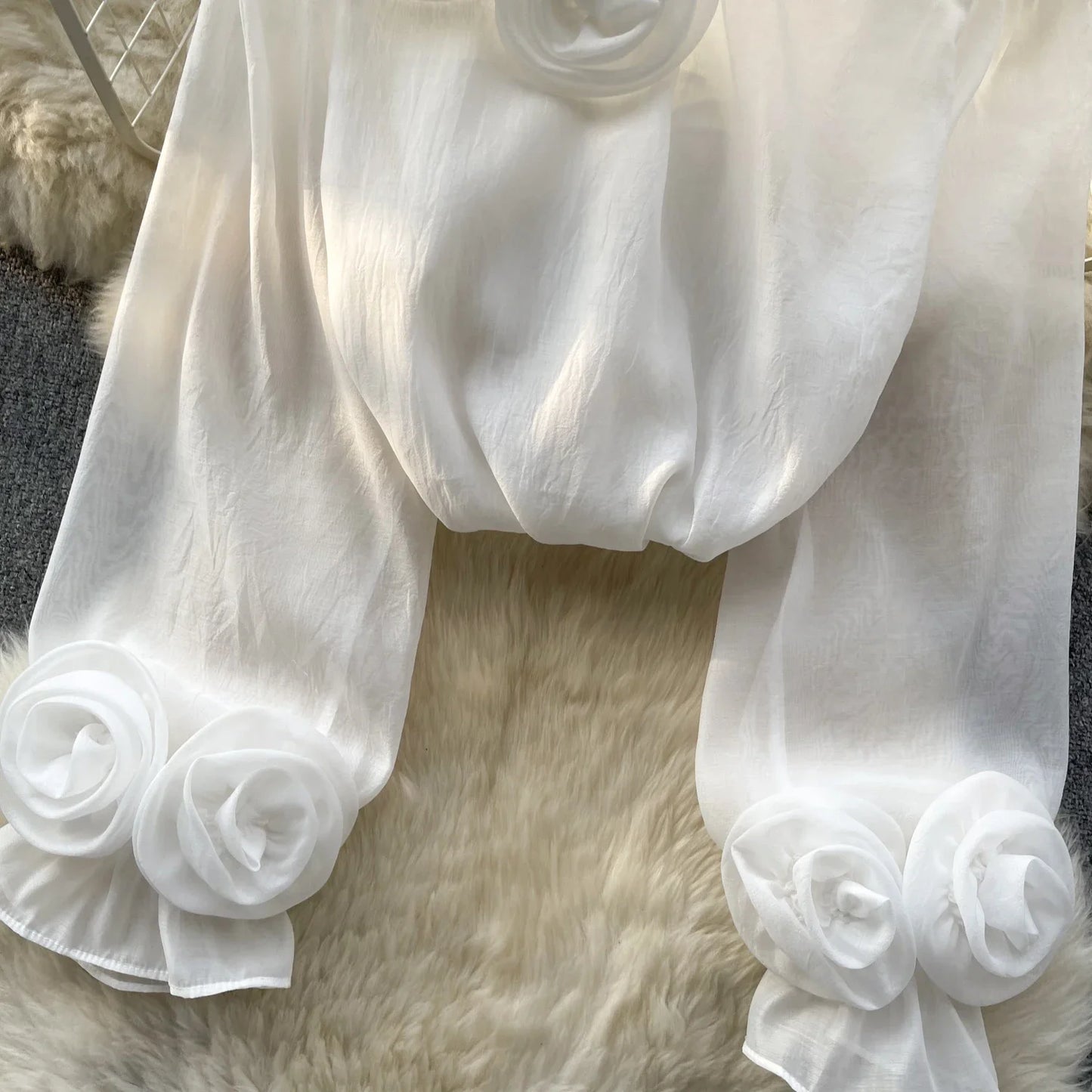 Ruffle Chiffon Blouse Summer Women Lantern Sleeve Fashion Slim Loose Vacation Ladies Y2K Casual Chic Tops