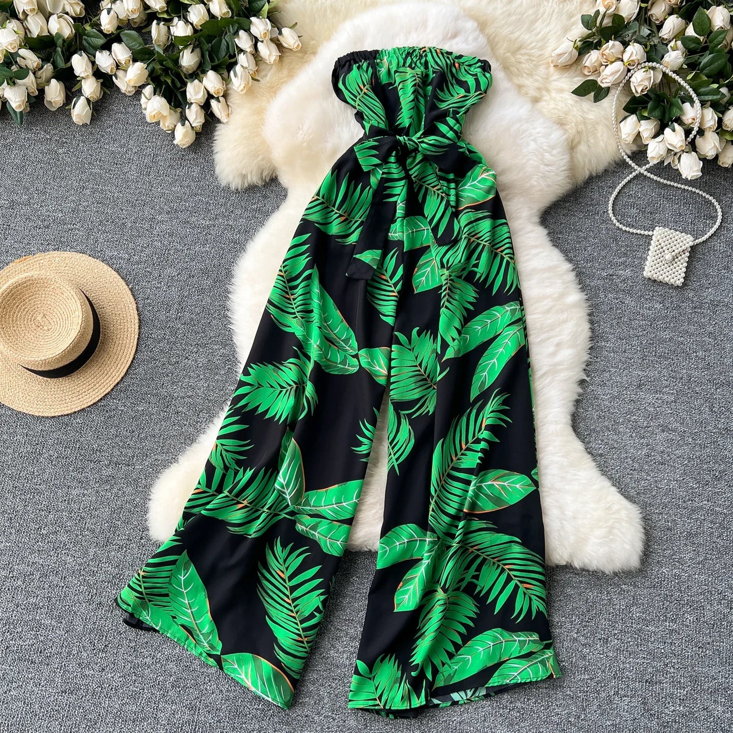 Women's Jumpsuit Elegant Sexy Suspender Printed Jumpsuits Casual Hip Waist Overalls Romper For Women Spring Summer 2024