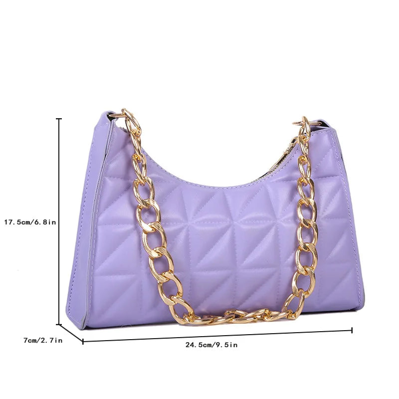 Women'S Shoulder Bag New Solid Color Trend Underarm Bag Chain Handbag Female Fashion Texture Shopping Bag