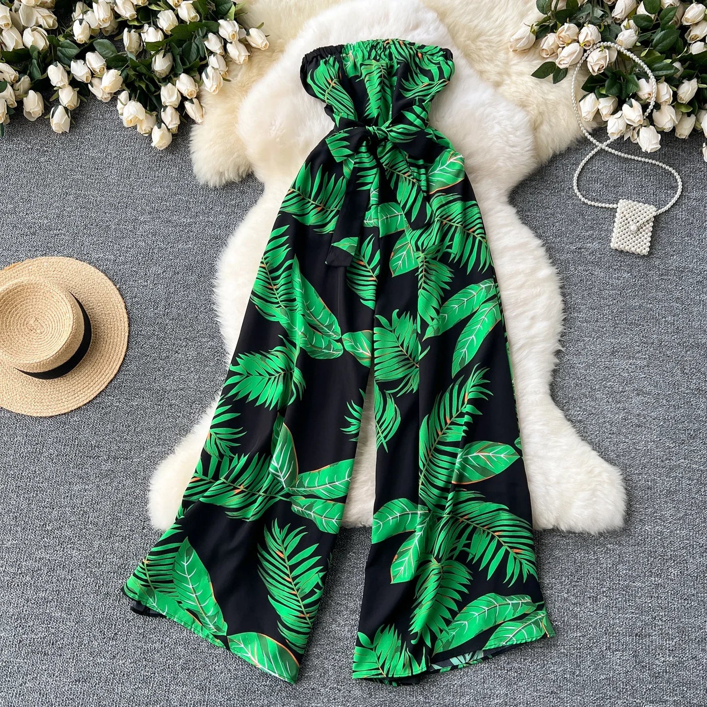 Women's Jumpsuit Elegant Sexy Suspender Printed Jumpsuits Casual Hip Waist Overalls Romper For Women Spring Summer 2024