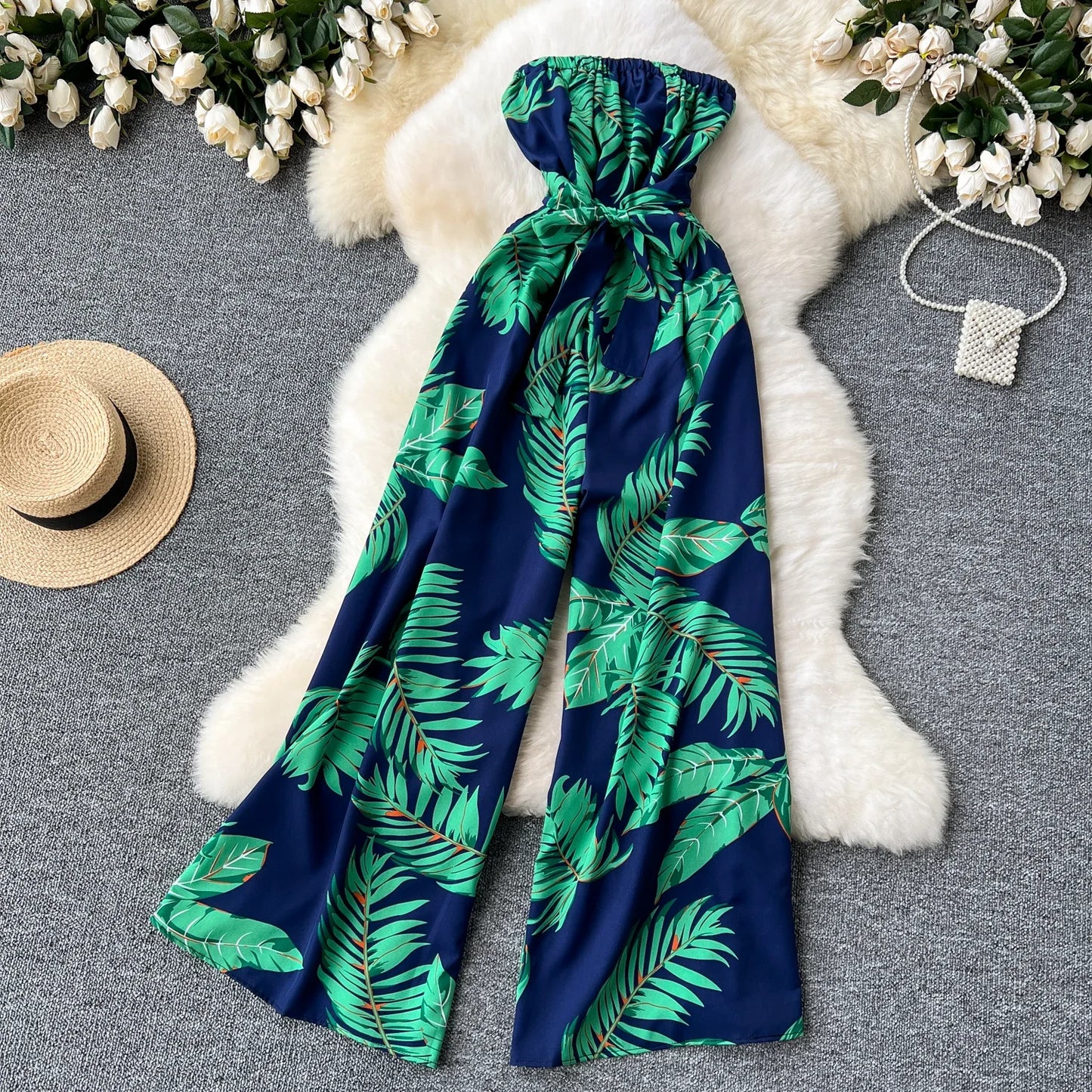 Women's Jumpsuit Elegant Sexy Suspender Printed Jumpsuits Casual Hip Waist Overalls Romper For Women Spring Summer 2024