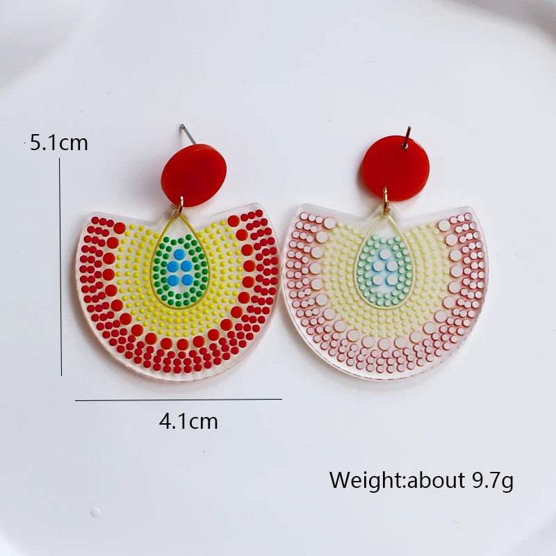 2024 New Spring Colorful Flower Earrings For Women Aesthetic Cactus Plant Acrylic Drop Dangle Earrings Designer Jewelry
