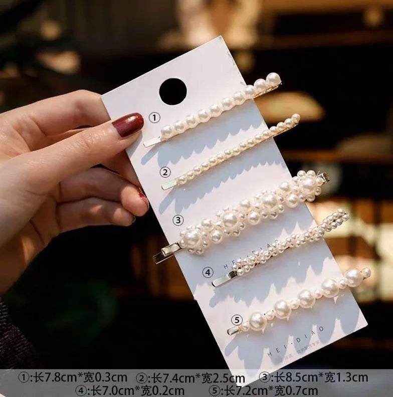 1 Set Flower Pearl Hair Clips For Women Fashion Acrylic Hairpins Hairgrips New Girl Hair Accessories Geometric Barrettes Jewelry