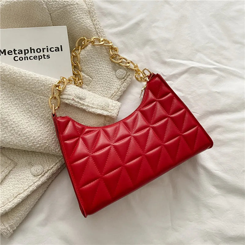 Women'S Shoulder Bag New Solid Color Trend Underarm Bag Chain Handbag Female Fashion Texture Shopping Bag