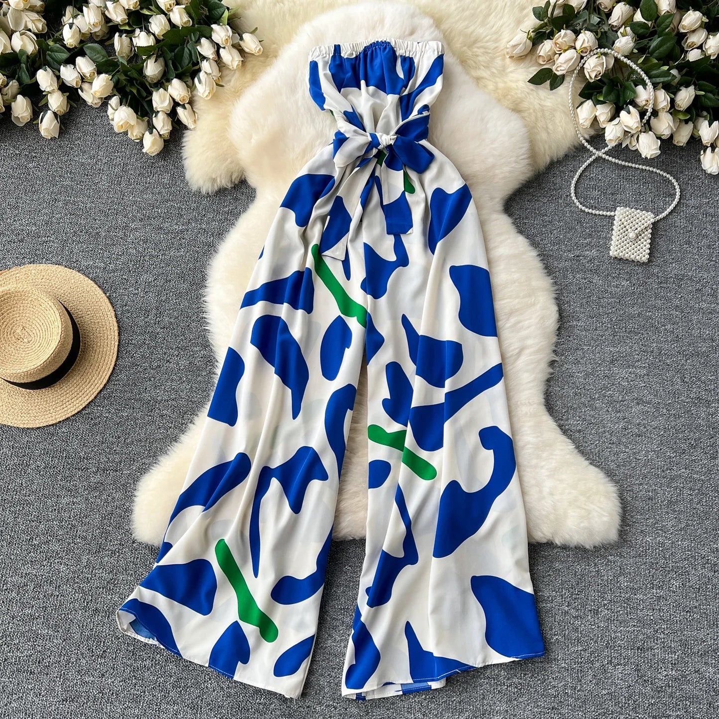 Women's Jumpsuit Elegant Sexy Suspender Printed Jumpsuits Casual Hip Waist Overalls Romper For Women Spring Summer 2024