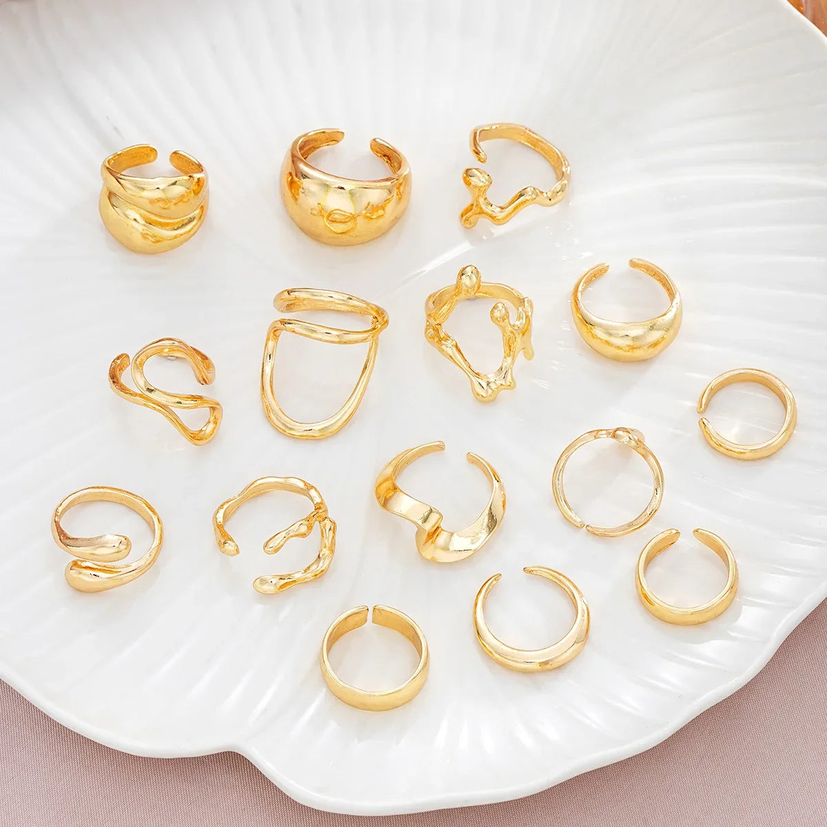 15/46/47Pcs Fashion Geometric Knuckle Rings Set For Women Butterfly Heart Rose Gold Color Finger Ring Girls Trend Party Jewelry