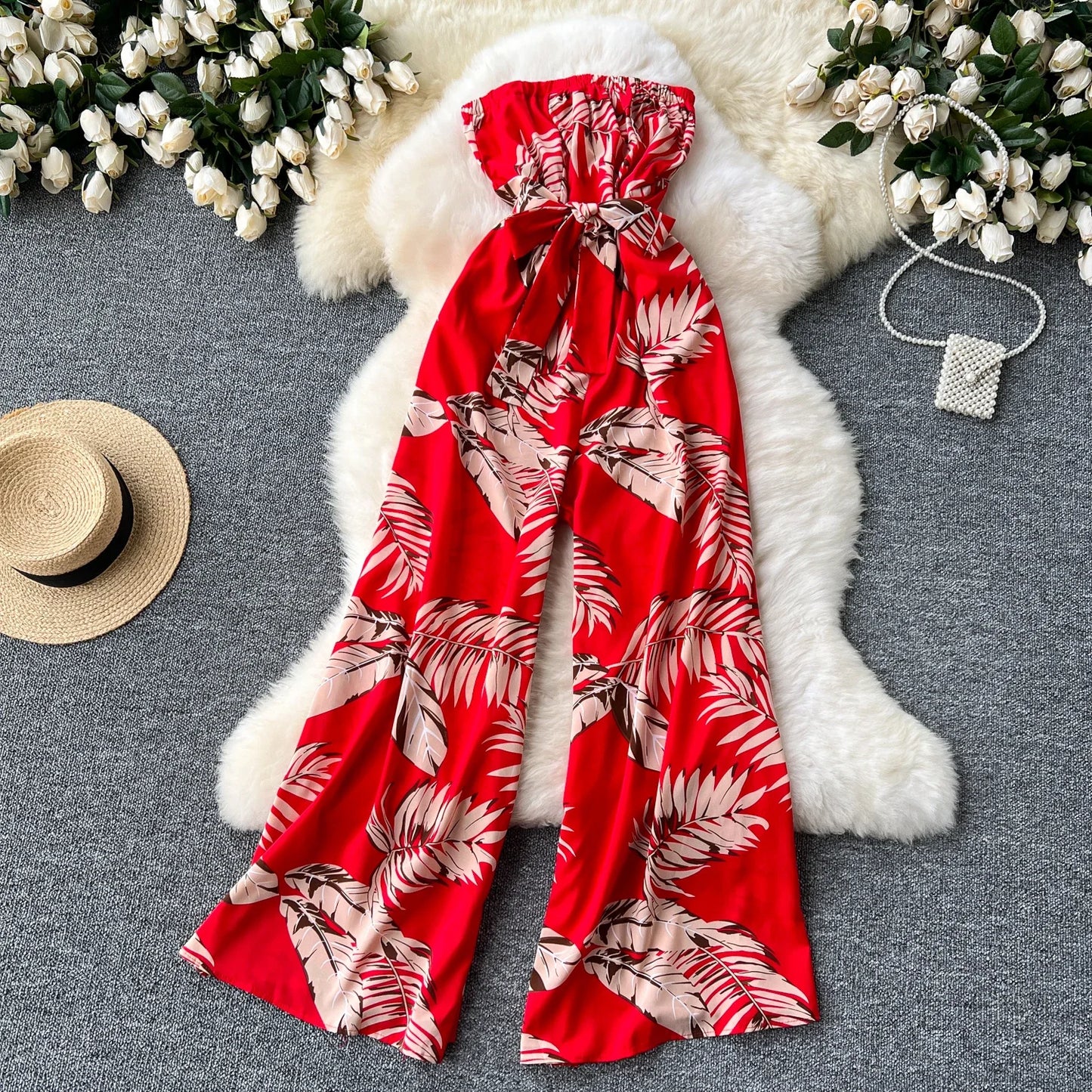 Women's Jumpsuit Elegant Sexy Suspender Printed Jumpsuits Casual Hip Waist Overalls Romper For Women Spring Summer 2024
