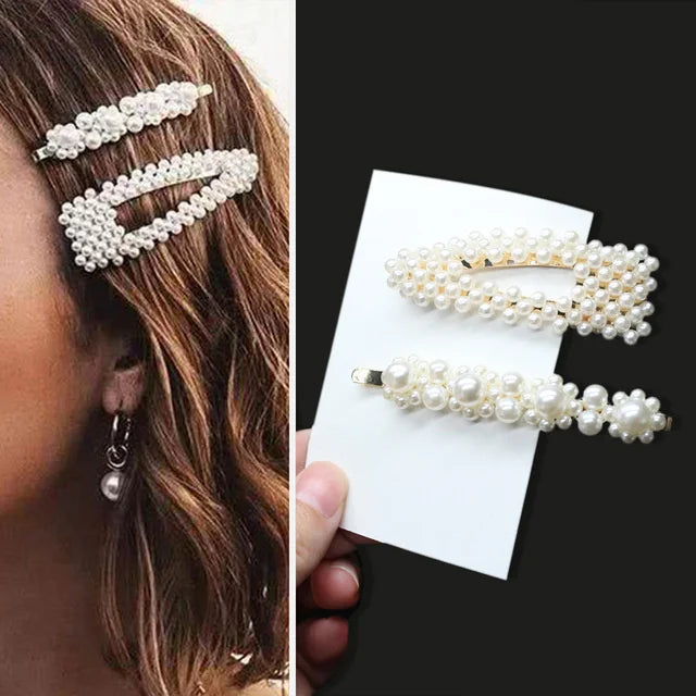 1 Set Flower Pearl Hair Clips For Women Fashion Acrylic Hairpins Hairgrips New Girl Hair Accessories Geometric Barrettes Jewelry