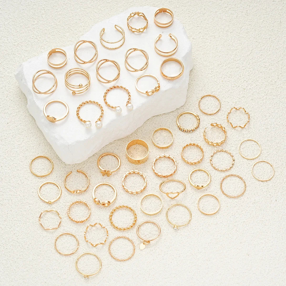 15/46/47Pcs Fashion Geometric Knuckle Rings Set For Women Butterfly Heart Rose Gold Color Finger Ring Girls Trend Party Jewelry