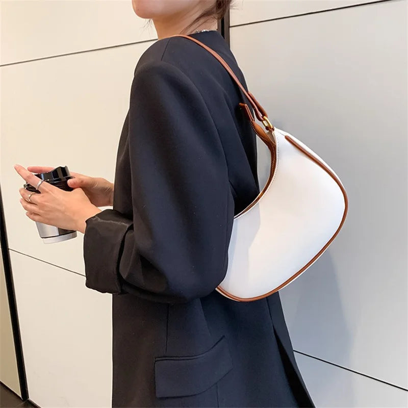 Women's Clutch Handbags Fashion Solid Color PU Leather Underarm Shoulder Bag Female Bag