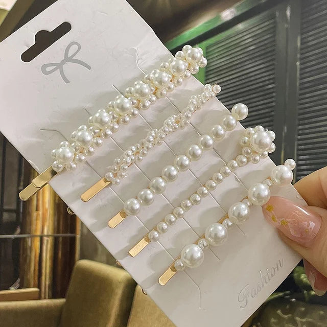 1 Set Flower Pearl Hair Clips For Women Fashion Acrylic Hairpins Hairgrips New Girl Hair Accessories Geometric Barrettes Jewelry
