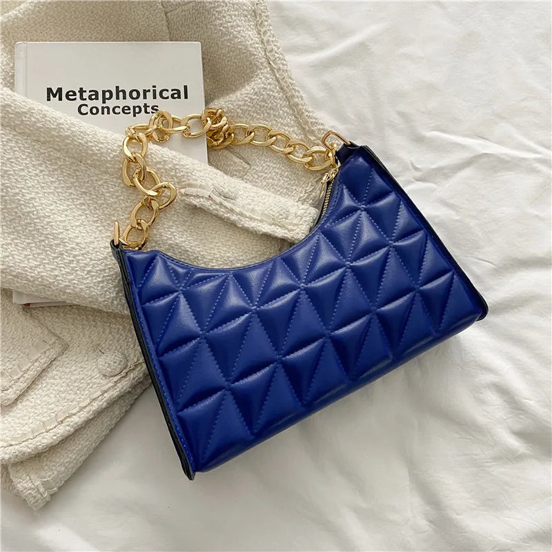 Women'S Shoulder Bag New Solid Color Trend Underarm Bag Chain Handbag Female Fashion Texture Shopping Bag
