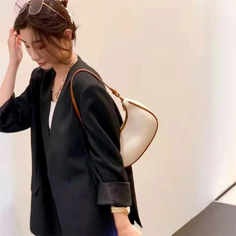 Women's Clutch Handbags Fashion Solid Color PU Leather Underarm Shoulder Bag Female Bag