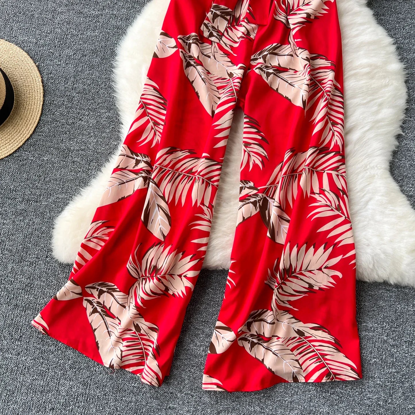 Women's Jumpsuit Elegant Sexy Suspender Printed Jumpsuits Casual Hip Waist Overalls Romper For Women Spring Summer 2024
