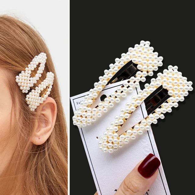 1 Set Flower Pearl Hair Clips For Women Fashion Acrylic Hairpins Hairgrips New Girl Hair Accessories Geometric Barrettes Jewelry