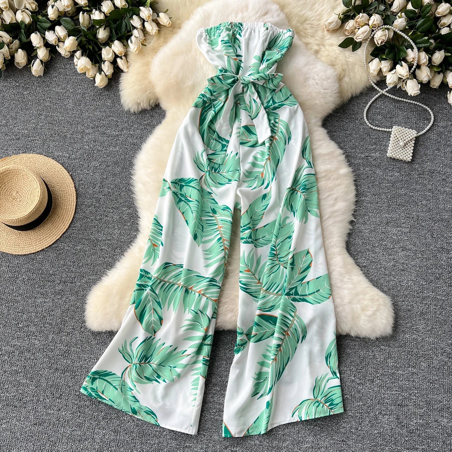 Women's Jumpsuit Elegant Sexy Suspender Printed Jumpsuits Casual Hip Waist Overalls Romper For Women Spring Summer 2024