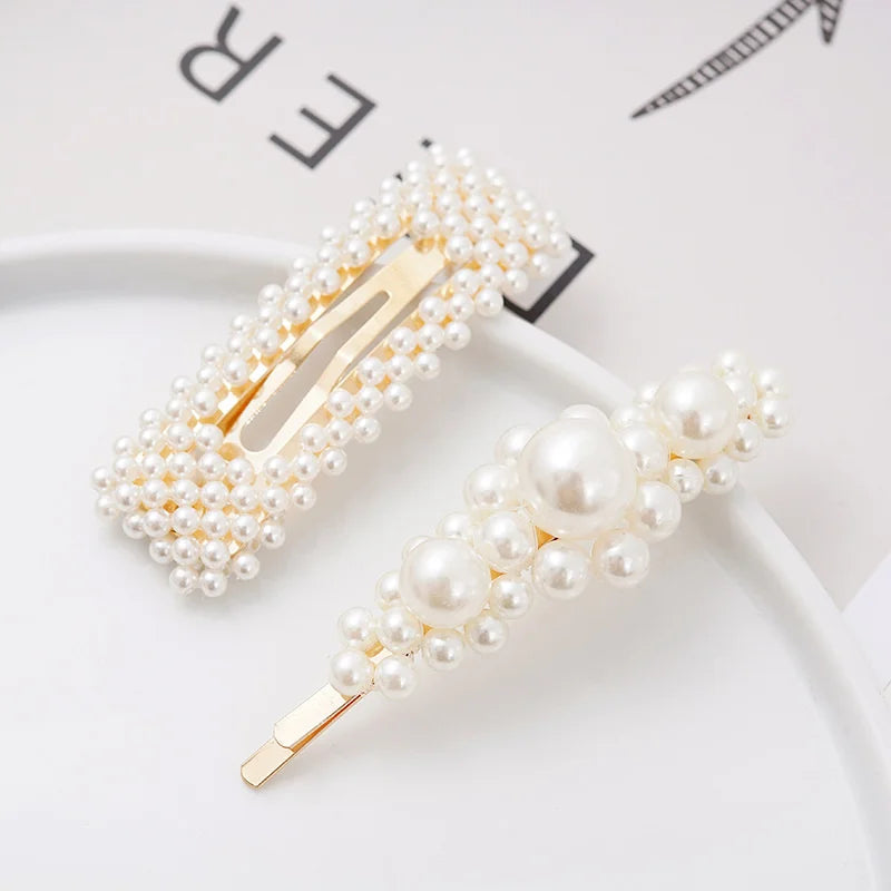 1 Set Flower Pearl Hair Clips For Women Fashion Acrylic Hairpins Hairgrips New Girl Hair Accessories Geometric Barrettes Jewelry