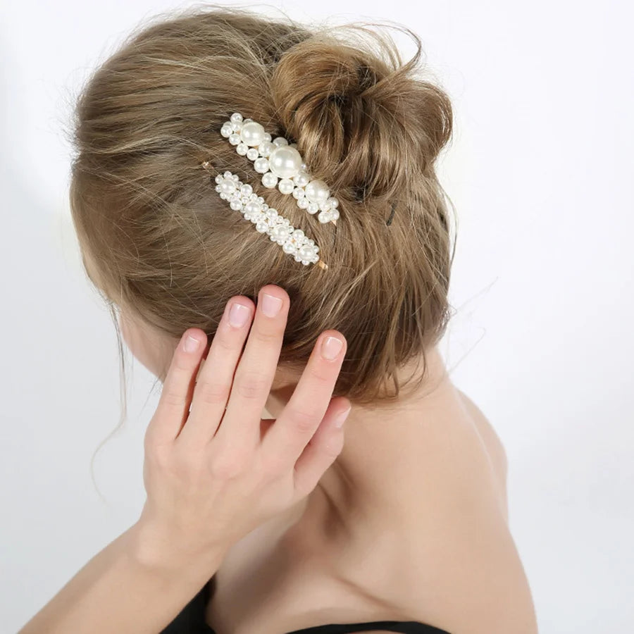 1 Set Flower Pearl Hair Clips For Women Fashion Acrylic Hairpins Hairgrips New Girl Hair Accessories Geometric Barrettes Jewelry