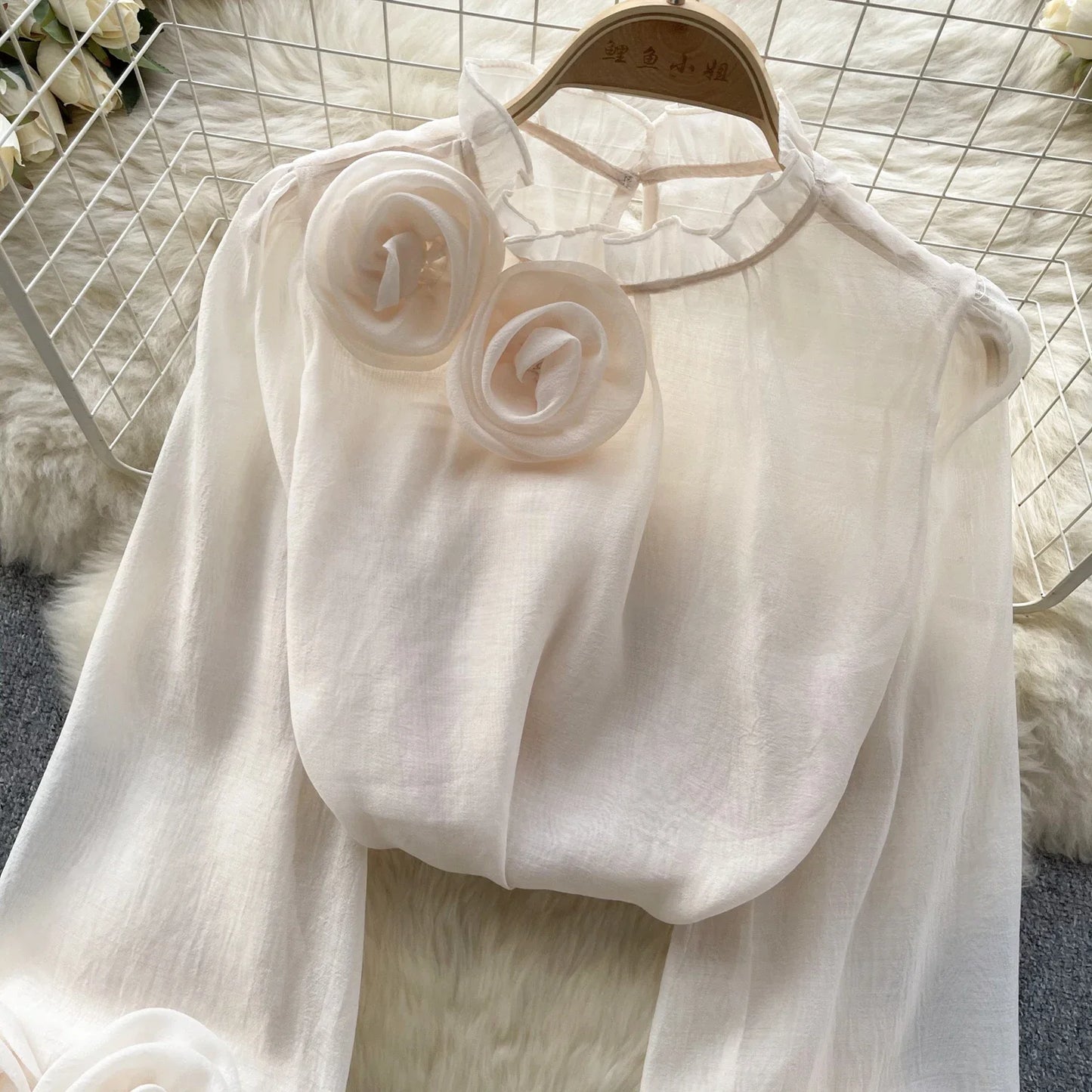 Ruffle Chiffon Blouse Summer Women Lantern Sleeve Fashion Slim Loose Vacation Ladies Y2K Casual Chic Tops
