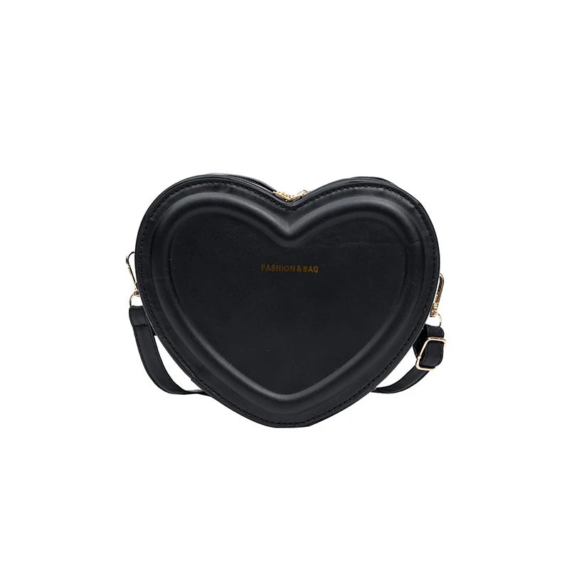 Fashion Heart Shaped Candy Color Small Shoulde Sling Bag For Girl PU Leather Zipper Women Casual Crossbody Bag