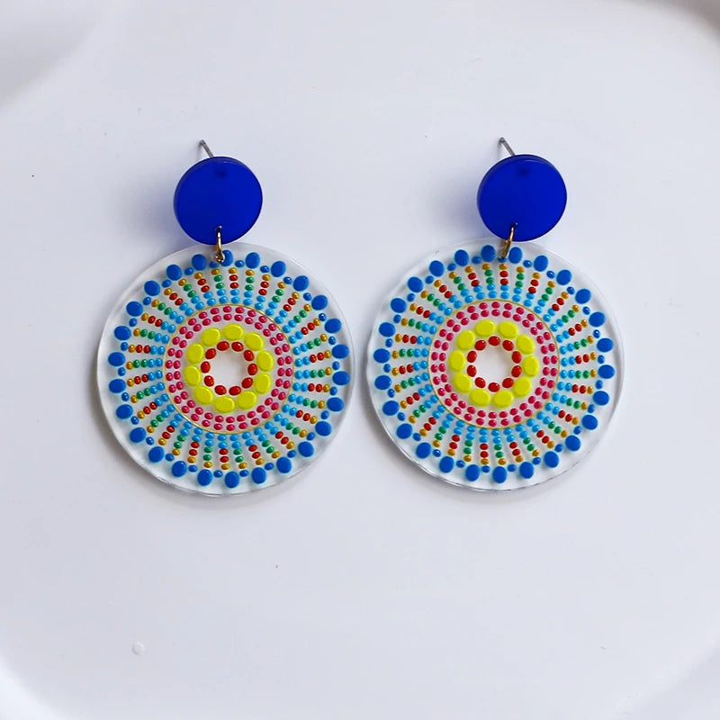 2024 New Spring Colorful Flower Earrings For Women Aesthetic Cactus Plant Acrylic Drop Dangle Earrings Designer Jewelry