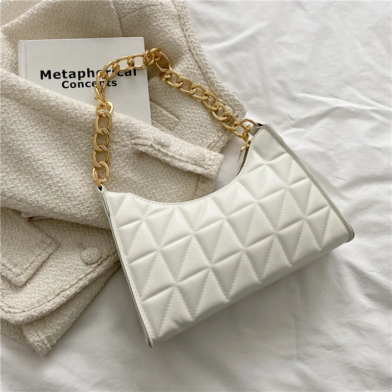 Women'S Shoulder Bag New Solid Color Trend Underarm Bag Chain Handbag Female Fashion Texture Shopping Bag